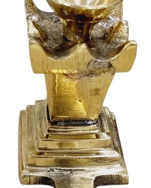 Tortoise Dhoop Stand, brass stand with a small conical cup on a tortoise-shaped body, stepped base and projecting head