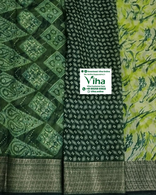 Cotton Silk Saree with Blouse, paisley and small geometric dot patterns