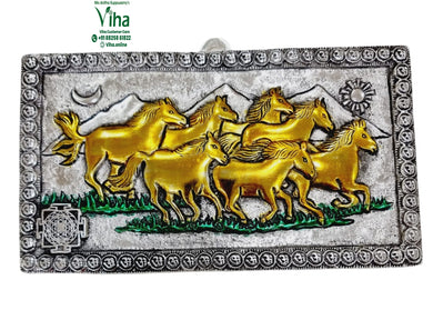 7 Horses with Shree Yantra Wall Hanger - Metal