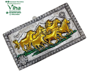 7 Horses with Shree Yantra Wall Hanger - Metal