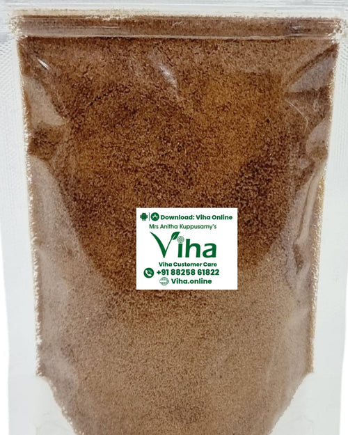 ABC Powder, a clear plastic ziplock pouch filled with fine brown powder, featuring a rectangular white sticker in the center