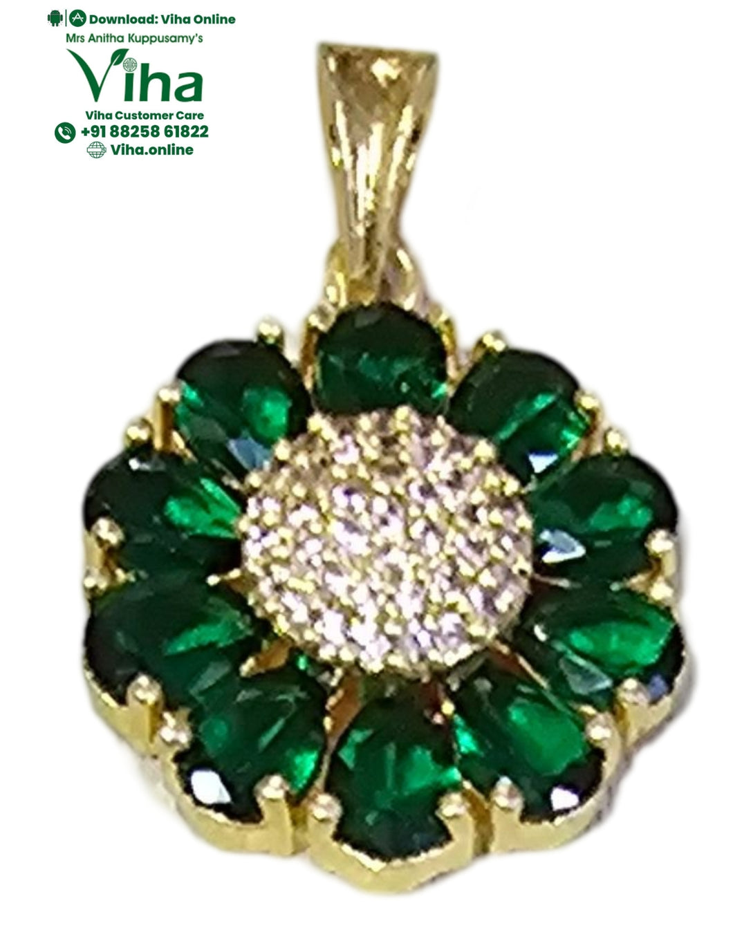 Impon Pendant - Green Stone