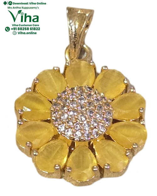 Impon Pendant - Yellow Stone with yellow pear-shaped stones and white stones