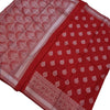 Soft Silk Saree with Blouse and Grand Pallu, red and white floral patterns