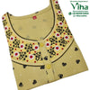 Stretchable (Baniyan) Cotton Nighty, a yellow-toned top with black heart patterns, a floral yoke, a button placket and two yellow buttons