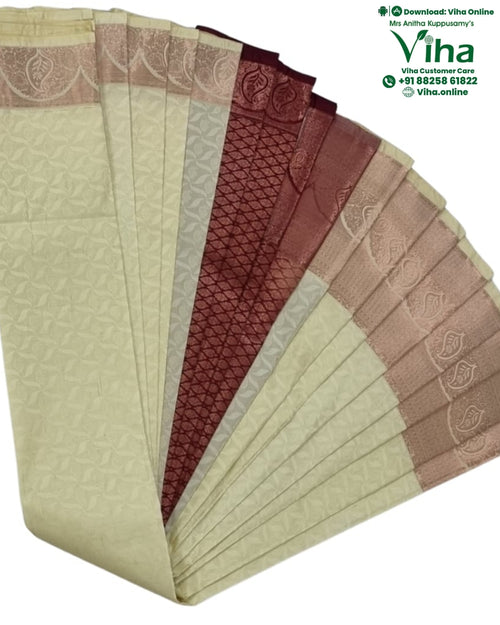 Soft Semi Silk Saree with Blouse, cream and red woven patterns