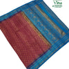 Soft Silk Saree with Blouse and Grand Pallu, pink and blue woven patterns