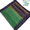 Soft Silk Saree with Blouse and Grand Pallu, green and blue geometric pattern