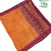 Soft Silk Saree with Blouse & with Grand Pallu, folded orange and magenta textile featuring gold-toned woven patterns and wide borders