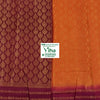 Soft Silk Saree with Blouse and Grand Pallu, maroon and orange diamond pattern