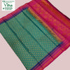 Soft Silk Saree with Blouse and Grand Pallu, turquoise and pink repetitive pattern