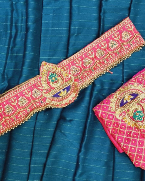 Chiffon Saree With Designer Blouse & Belt, intricate patterns and beadwork