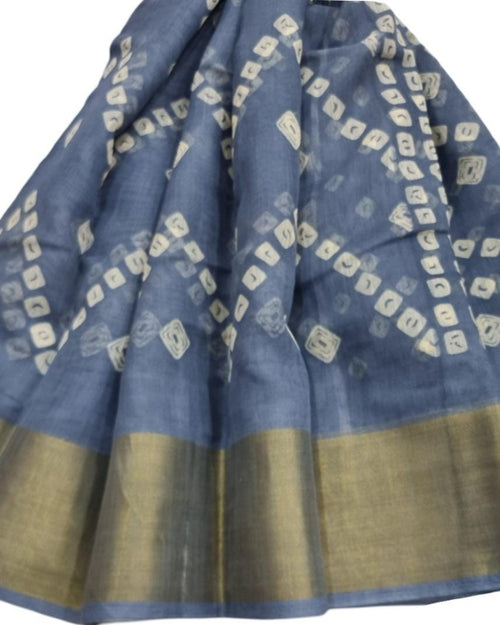 Soft Cotton Silk Saree with geometric square patterns and border