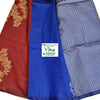 Cotton Silk Saree With Blouse & With Pallu, red and blue with a floral pattern