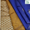 Cotton Silk Saree With Blouse & With Pallu, blue with a leaf-shaped pattern and floral motifs