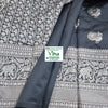 Cotton Silk Saree With Blouse & With Pallu, dark grey with a grid pattern and bird motifs