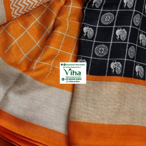 Jute Cotton Silk Saree With Blouse