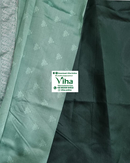 Cotton Silk Saree with Blouse, floral border pattern and small repeating floral motifs