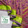 Dola Silk Saree with Sequence Border, paisley pattern and scalloped border