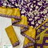 Dola Silk Saree with Sequence Border in purple, yellow and cream