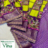 Dola Silk Saree with Sequence Border, grid pattern and printed figures