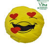 Smiley Soft Baby Pillow, yellow plush cushion with a heart-eyes emoji face