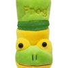 Baby Feeding Bottle Cover with Zip, a plush green-and-yellow cylinder features embroidered facial details, two black eyes, a zipper, and a top loop