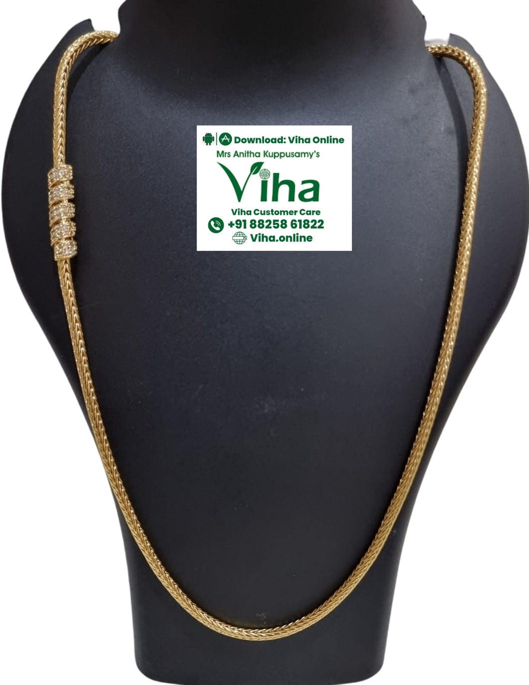 Impon White Stone Mugappu Chain