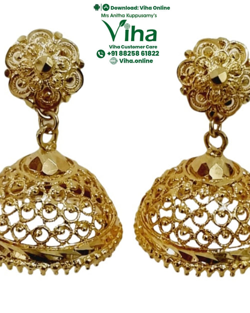 Impon Jhumka with flower stud and filigree bell