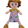 Water Proof Walcro Diaper with Cotton Pad, a plush doll wearing an ochre-yellow hat, matching jacket, and a pink patterned apron-dress