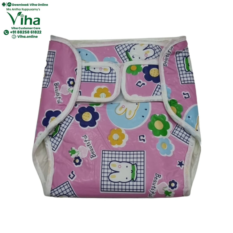 Water Proof Walcro Diaper with animal motifs and an absorbent pad