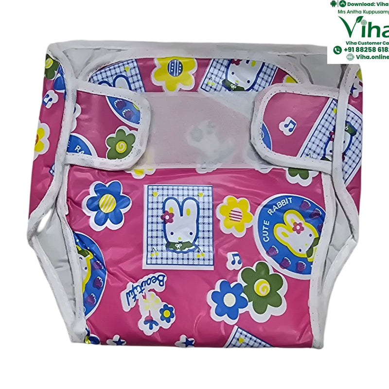 Water Proof Walcro Diaper with flower and rabbit graphics