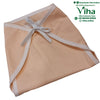 Baby Langott Pure Cotton, a peach-coloured fabric garment with white trim and a tied white ribbon closure