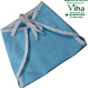 Baby Langott Pure Cotton, folded light blue cloth diaper edged in white with a tied white string bow