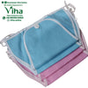 Baby Langott Pure Cotton, a stack of folded light blue and pink fabric items with white trim and ties