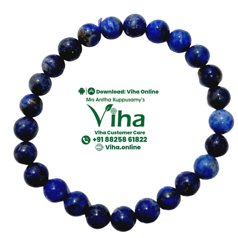 Lapis Lazuli Super Quality Bracelet, mottled blue beads in a loop
