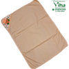 Baby Towel Sheet, a beige rectangular textile with rounded corners, finished with a matching border and one printed corner hood showing an orange bear graphic