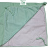 Baby Sheet With Towel - Water Proof, a light green folded textile with two fabric ties and a white lining
