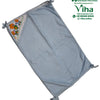Baby Sheet Towel Water Proof, a light blue hooded textile sheet with four corner ties and a colorful cartoon bear printed hood lining