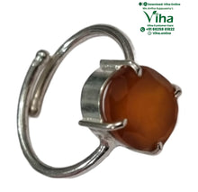 Natural Carnelian White Metal Ring