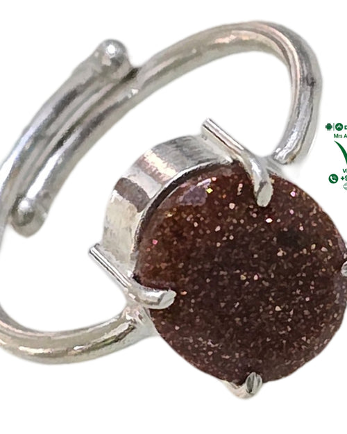 Natural Red Sandstone White Metal Ring for Unisex, adjustable band