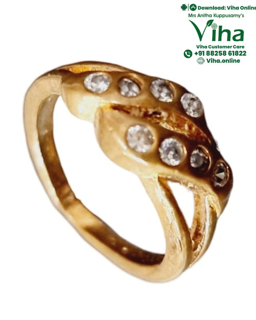 Impon Ring with a split design and small clear stones