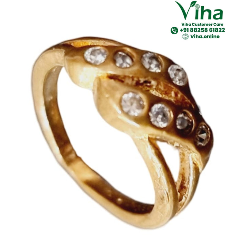 Impon Ring with a split design and small clear stones
