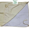 Baby Sheet with Towel - Water Proof, light cream rectangular fabric mat with a white lining, smooth finish, stitched edges, and corner ties