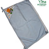 Baby Sheet With Towel - Water Proof, a light blue baby hooded towel with four tied corners and a cartoon bear print on the inner hood lining