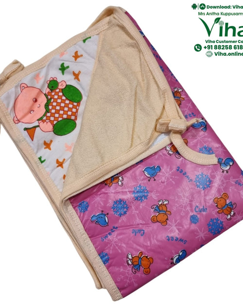 Baby Sheet With Towel - Water Proof with a cartoon bear and snowflake pattern