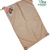Baby Sheet With Towel - Water Proof, beigecolored rectangular fabric sheet with four tied corner loops and one printed white corner patch
