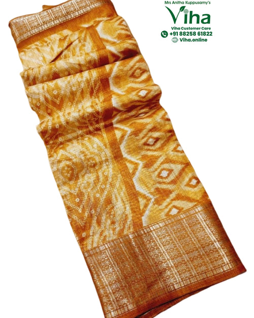 Cotton Silk Saree with Blouse, geometric patterns and border