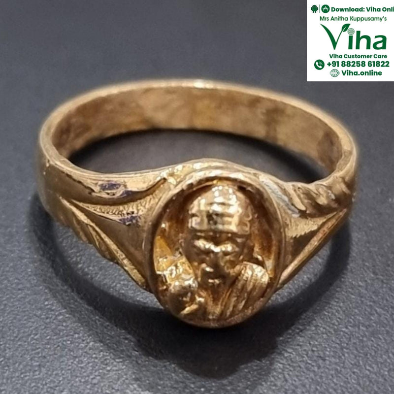 Impon Saibaba Ring, oval top with raised figure
