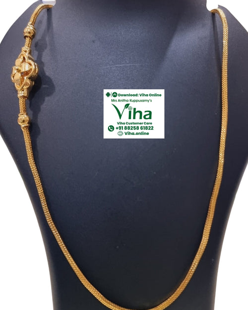 Impon Mugappu Chain with a woven design and ornamental pendant element